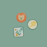 Patch-Set „Heute mutig“ – Löwe, Rakete & Blitz